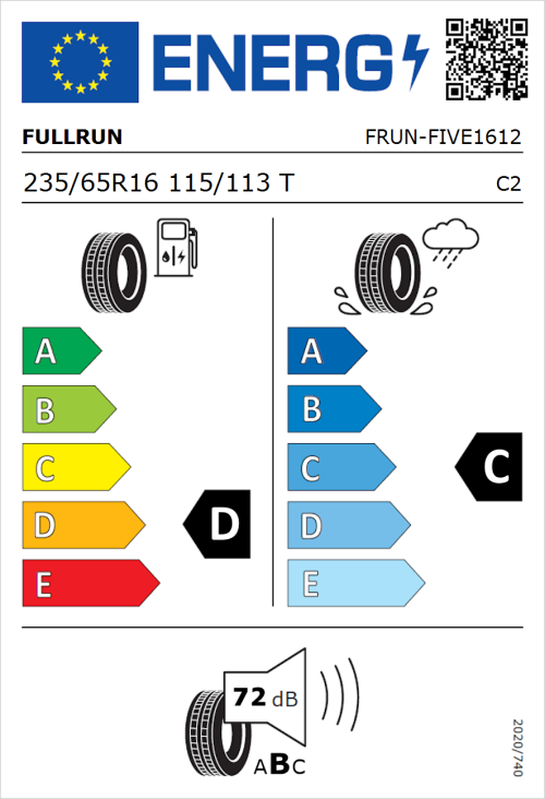 Tyre Label for Fullrun Frun-Five 235/65R16 115/113T
